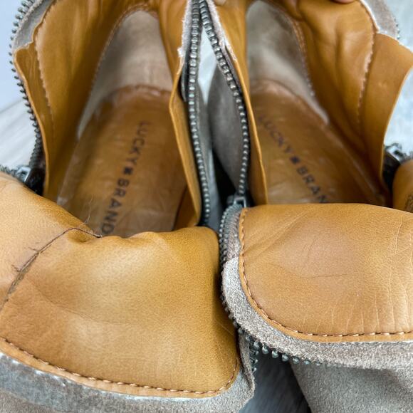 Lucky Brand Bootie Suede 8.5 M Bartalino Boots 8 1/2 Brindle Taupe Brown Gray - Picture 11 of 16